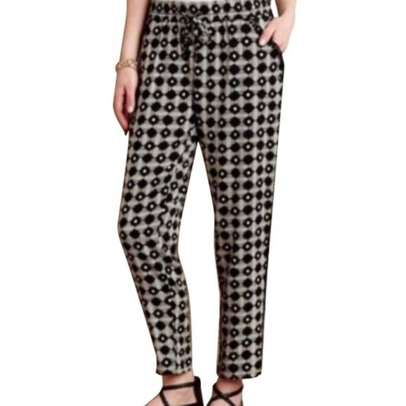 Anthropologie Pants - Anthropologie Hei Hei Goh Black Printed Tapered Pants Women’s Size Small